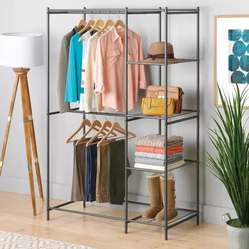 Armoire double tringle Whitmor Gunmetal entièrement en métal gris