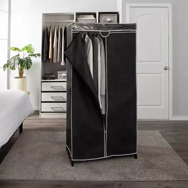 Armoire portable noire de 36 po de largeur, facile à monter