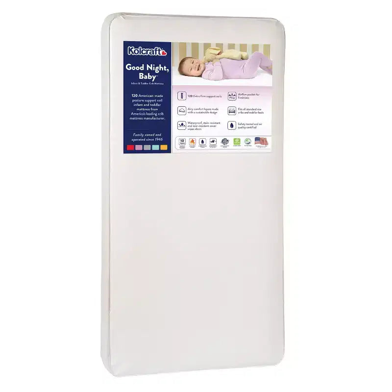 Kolcraft Good Night Baby Crib and Toddler Mattress: Hypoallergenic, Waterproof Cover, Firm Feel, 5 Inch Thickness