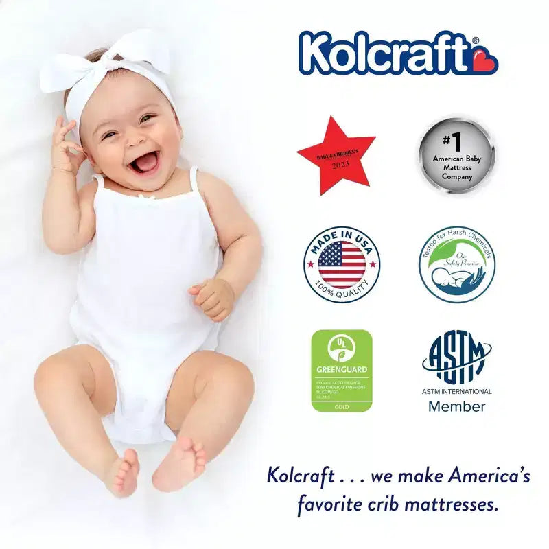 Matelas de berceau et pour tout-petit Kolcraft Good Night : hypoallergénique, housse imperméable, fermeté, épaisseur de 12,7 cm