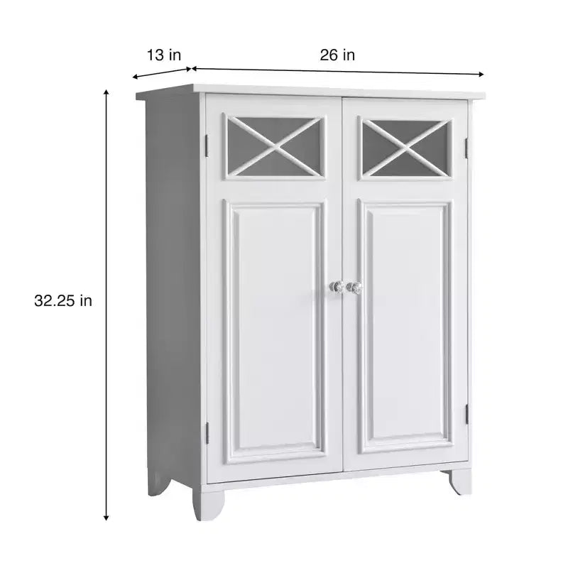 Meuble bas à deux portes Dawson blanc - Elegant Home Fashions : style traditionnel, finition semi-brillante, organiseur de salle de bain