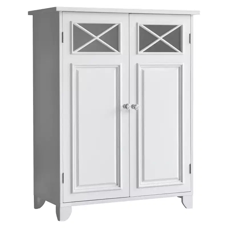 Meuble bas à deux portes Dawson blanc - Elegant Home Fashions : style traditionnel, finition semi-brillante, organiseur de salle de bain