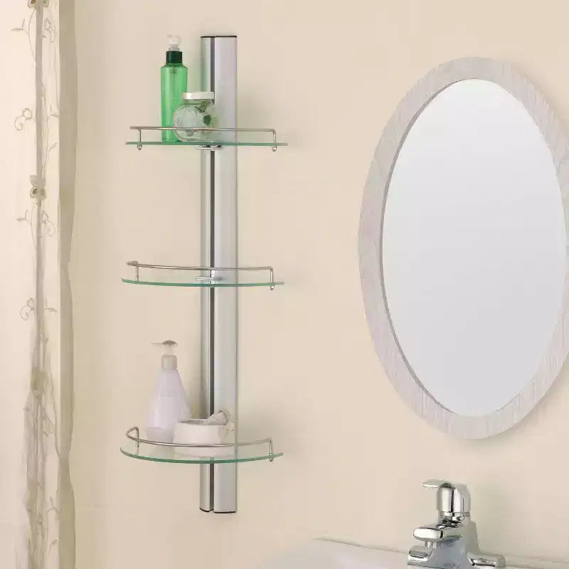 Étagère en verre demi-lune à trois niveaux argentée - Organisez tout