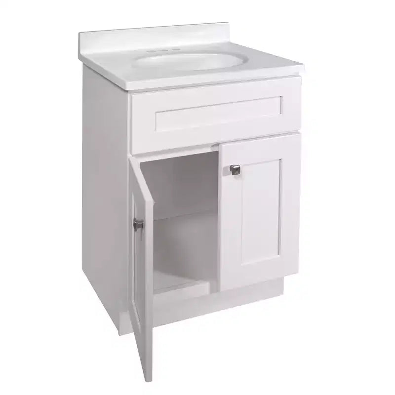 Meuble-lavabo Brookings Shaker 2 portes de 48,26 cm x 63,5 cm avec dessus de marbre reconstitué blanc, entraxe de 10,16 cm - Design House LA : Meuble de rangement sous lavabo de salle de bain