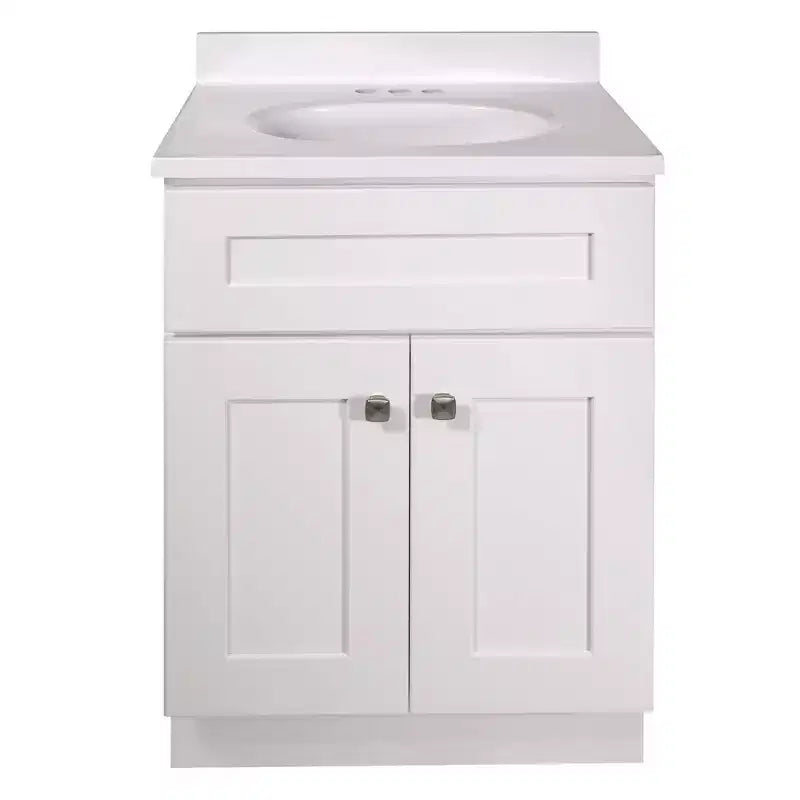 Meuble-lavabo Brookings Shaker 2 portes de 48,26 cm x 63,5 cm avec dessus de marbre reconstitué blanc, entraxe de 10,16 cm - Design House LA : Meuble de rangement sous lavabo de salle de bain