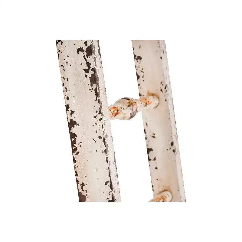 Storied Home Échelle décorative en bois vieilli blanc 12,5"x69" – Porte-serviettes en pin, Porte-couvertures rustique