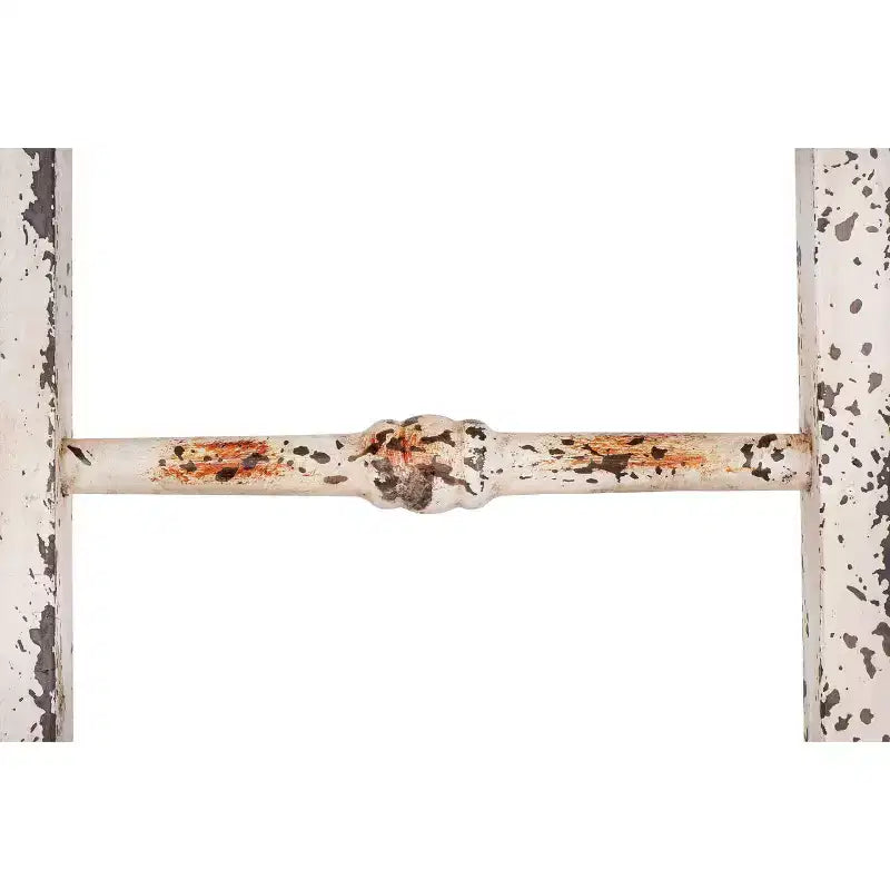 Storied Home Échelle décorative en bois vieilli blanc 12,5"x69" – Porte-serviettes en pin, Porte-couvertures rustique