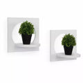 Danya B. 11.6" x 7.7" 2pc Round Silhouette Shelf Set White: Includes Mounting Hardware, MDF Composite Material