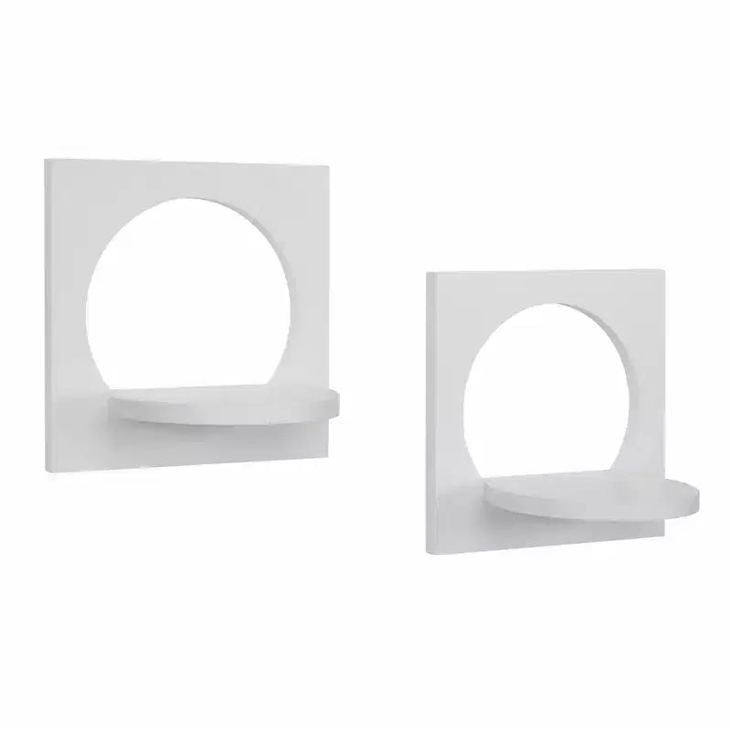 Danya B. 11,6" x 7,7" Ensemble de 2 étagères rondes Silhouette blanches : Fixations incluses, Matériau composite MDF
