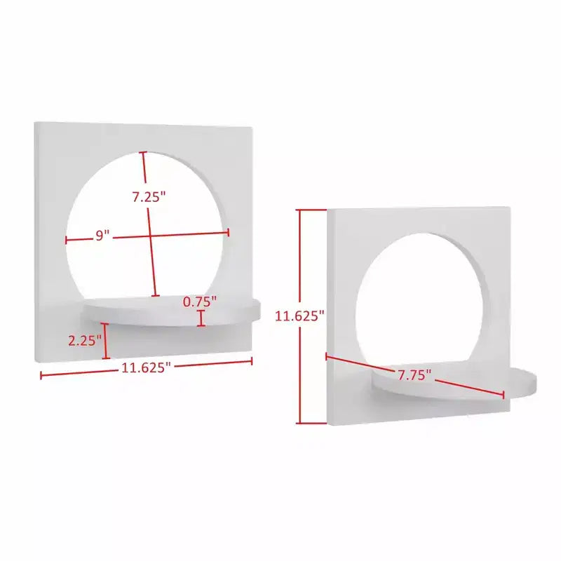 Danya B. 11,6" x 7,7" Ensemble de 2 étagères rondes Silhouette blanches : Fixations incluses, Matériau composite MDF