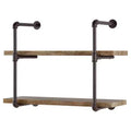 31.5" x 24" Two Tier Industrial Pipe Wall Shelf Brown - Danya B.: Rustic Open Bracket, Laminated Metal