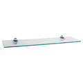 24" x 6" Glass Floating Shelf with Brackets Clear/Silver - Danya B.: Wall Mounted, Tempered, Bathroom Compatible