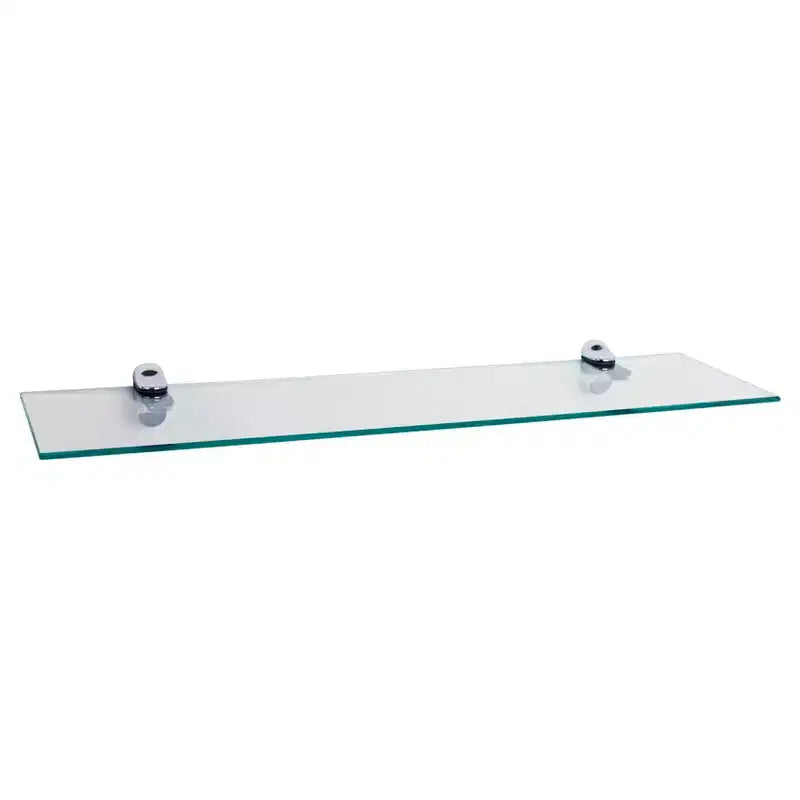 24" x 6" Glass Floating Shelf with Brackets Clear/Silver - Danya B.: Wall Mounted, Tempered, Bathroom Compatible