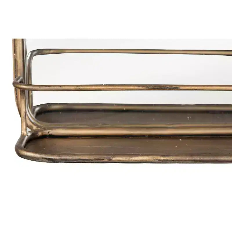 Miroir encadré en laiton avec étagère - Storied Home