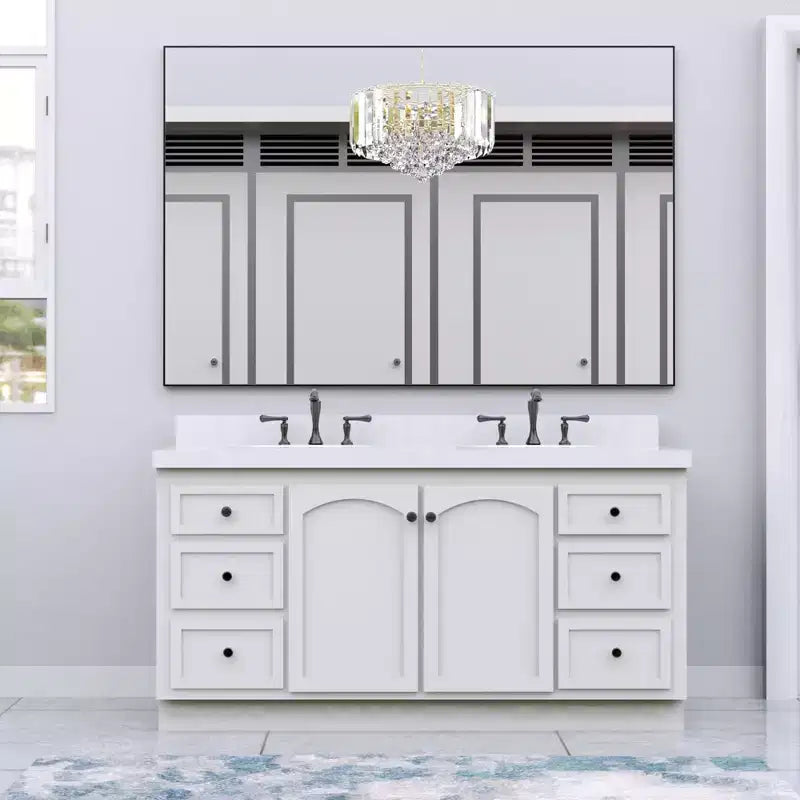 60x36 Black?Frame Oversized Modern Bathroom Mirror: Aluminum, Wall Mounted, Vertical/Horizontal