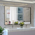 60x36 Modern Black Frame Bathroom Mirror: Oversized, Aluminum, Wall Mounted, Vertical/Horizontal