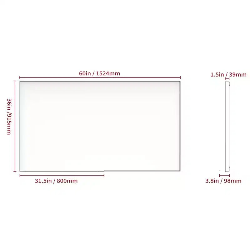 Miroir de salle de bain moderne 60x36 avec cadre noir : Grand format, Aluminium, Fixation murale, Vertical/Horizontal
