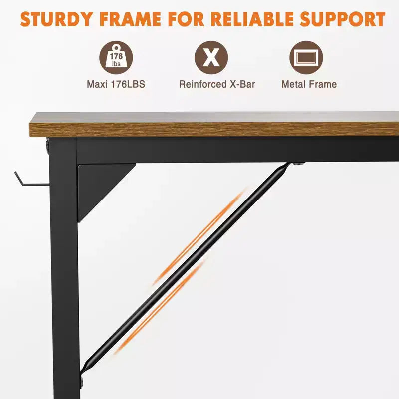 Bureau d'ordinateur de jeu de 47 pouces avec rangement, Table PC de style moderne et simple pour la maison et le bureau, pour jeunes, étudiants et adultes