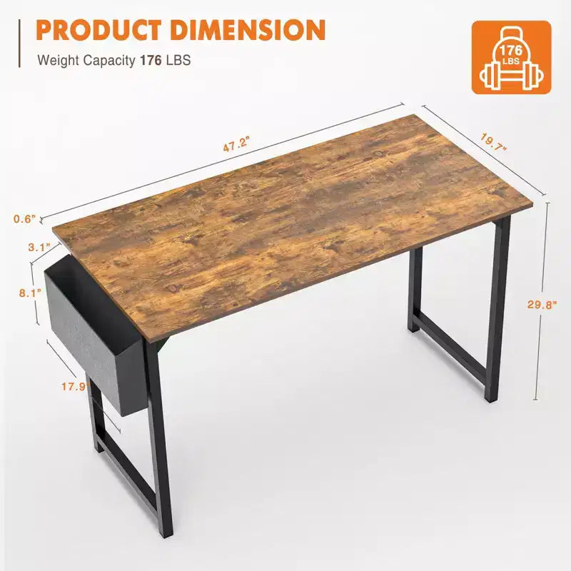 Bureau d'ordinateur de jeu de 47 pouces avec rangement, Table PC de style moderne et simple pour la maison et le bureau, pour jeunes, étudiants et adultes