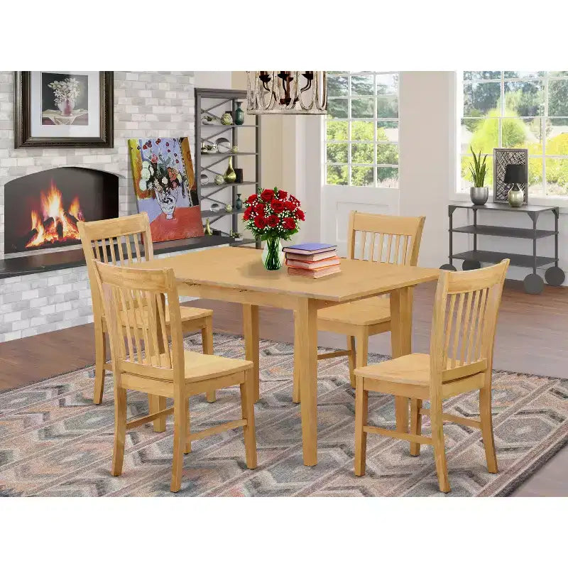HomeStock Dinette Set Table With Leaf And Dining Chairs