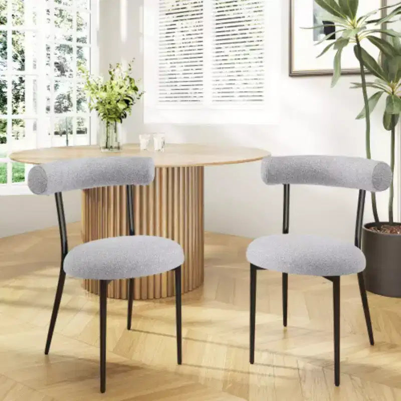 Bundle of Two White Fabric Dining Chairs Without Armrests
