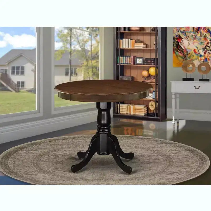 Plateau de table rond moderne HomeStock et pieds de table à manger en bois asiatique