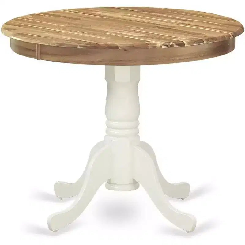 Plateau de table rond moderne HomeStock et pieds de table à manger en bois asiatique