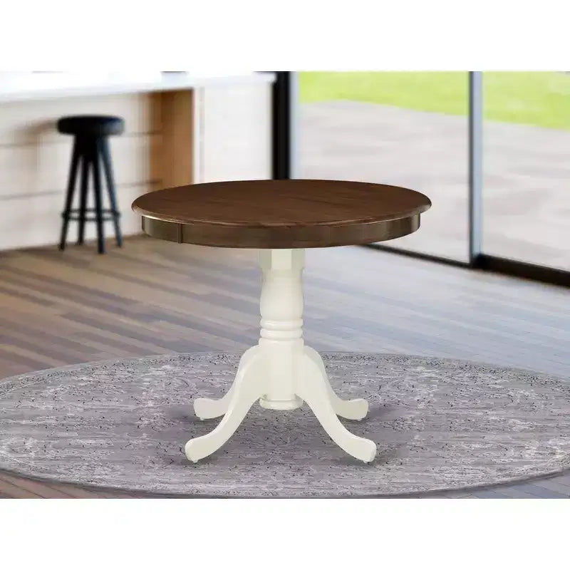Plateau de table rond moderne HomeStock et pieds de table à manger en bois asiatique
