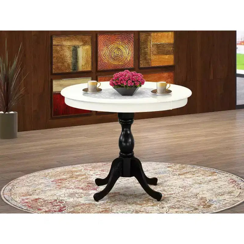 Plateau de table rond moderne HomeStock et pieds de table à manger en bois asiatique