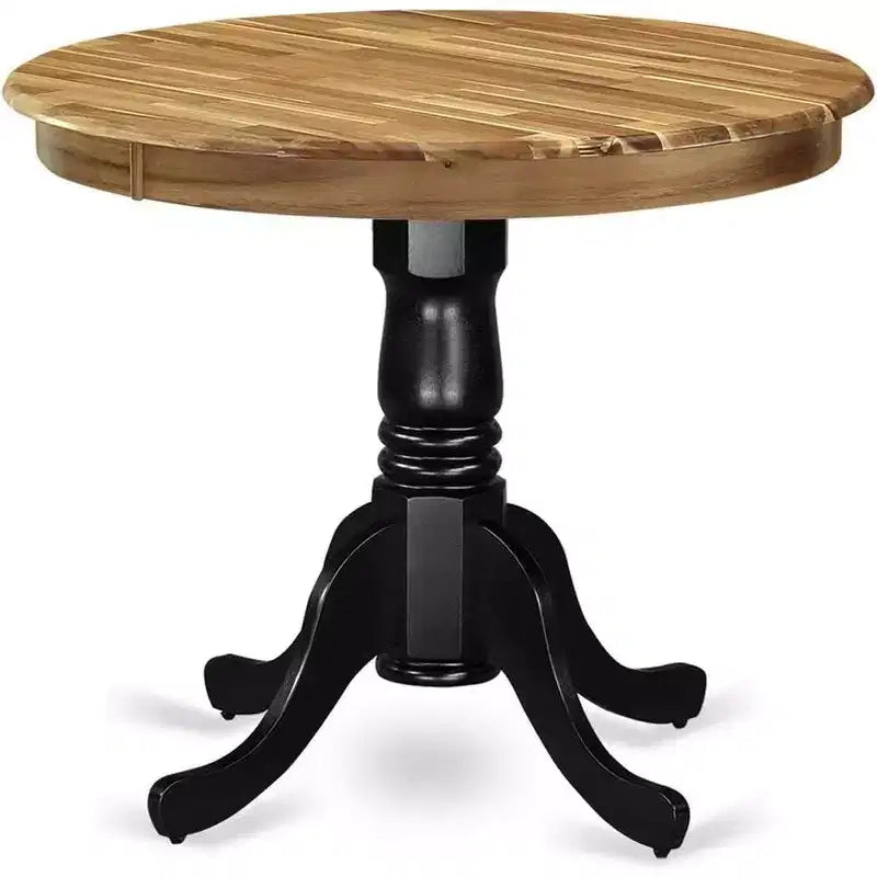Plateau de table rond moderne HomeStock et pieds de table à manger en bois asiatique