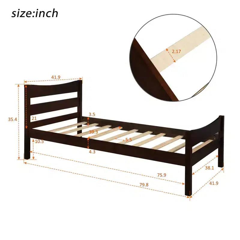 Lit plateforme double en bois Whisen Morden Design avec tête de lit