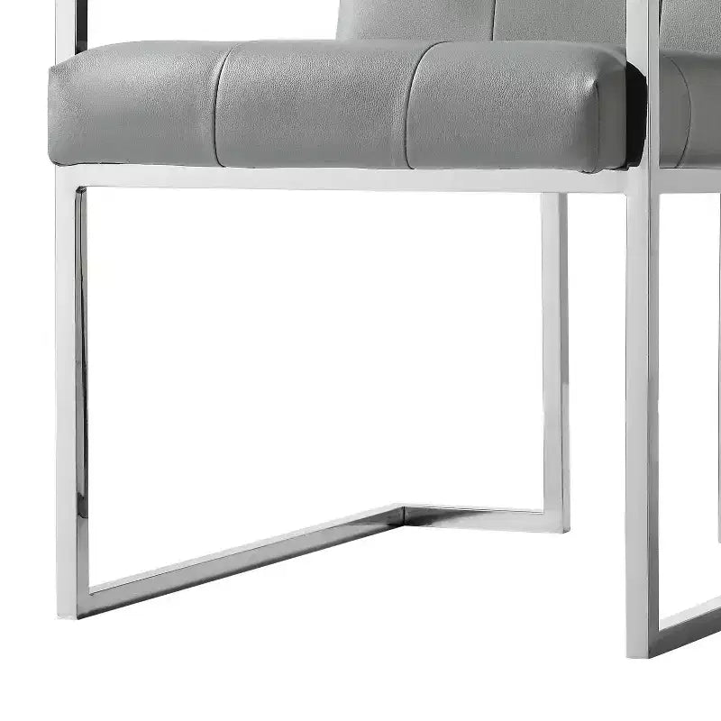 Chaises de salle à manger capitonnées Vanderbilt de la marque Inspired Home avec cadre en acier inoxydable (lot de 2)
