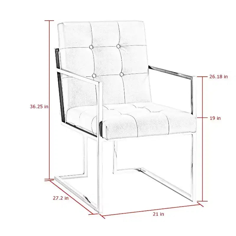 Chaises de salle à manger capitonnées Vanderbilt de la marque Inspired Home avec cadre en acier inoxydable (lot de 2)