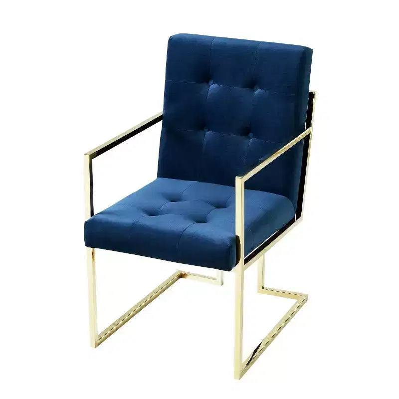 Chaises de salle à manger capitonnées Vanderbilt de la marque Inspired Home avec cadre en acier inoxydable (lot de 2)