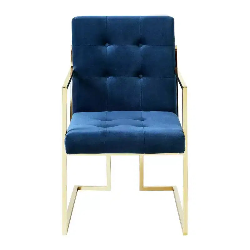 Chaises de salle à manger capitonnées Vanderbilt de la marque Inspired Home avec cadre en acier inoxydable (lot de 2)