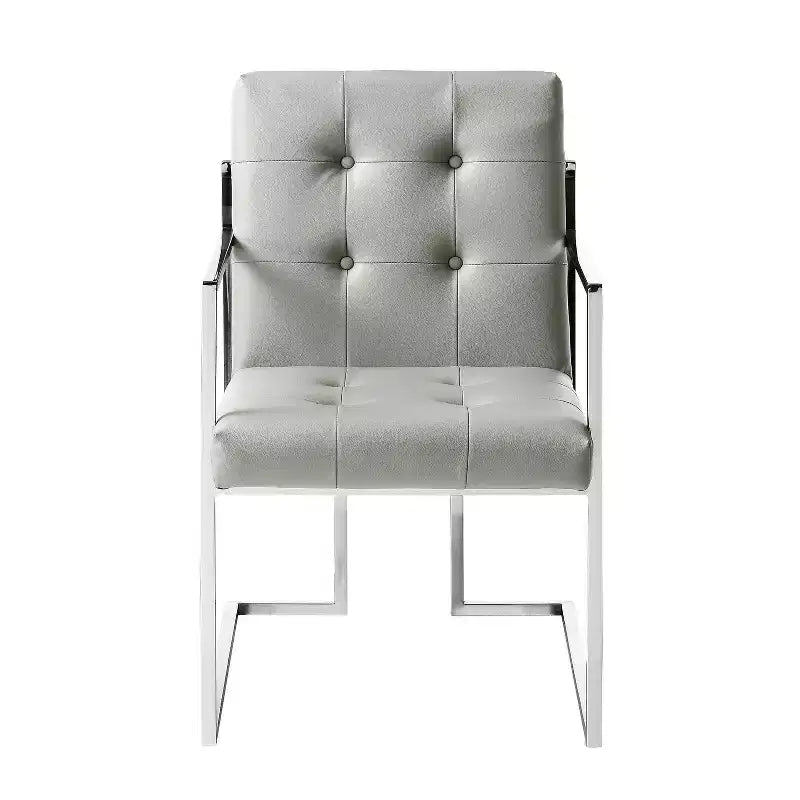 Chaises de salle à manger capitonnées Vanderbilt de la marque Inspired Home avec cadre en acier inoxydable (lot de 2)