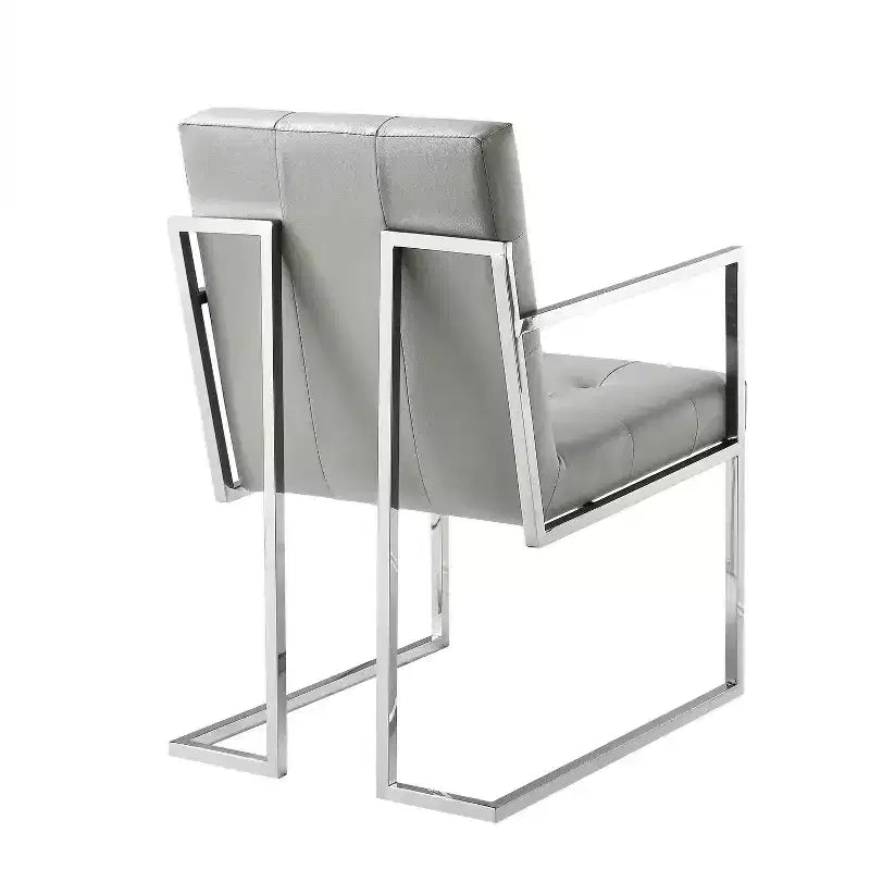 Chaises de salle à manger capitonnées Vanderbilt de la marque Inspired Home avec cadre en acier inoxydable (lot de 2)