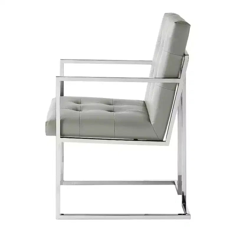 Chaises de salle à manger capitonnées Vanderbilt de la marque Inspired Home avec cadre en acier inoxydable (lot de 2)