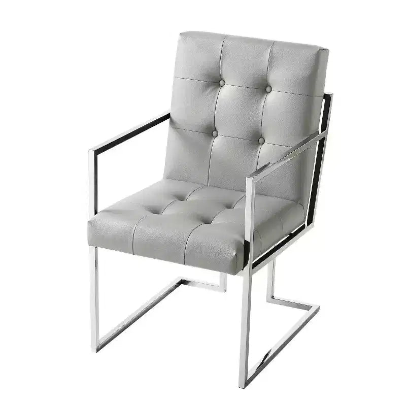 Chaises de salle à manger capitonnées Vanderbilt de la marque Inspired Home avec cadre en acier inoxydable (lot de 2)