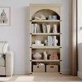 Arched Bookcase 5 Shelf Bookshelf 68.7 Tall Bookcase Farmhouse Curved Storage Rack Wooden Bookshelves for Home Office Natural
