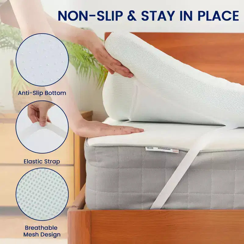 Surmatelas en mousse à mémoire de forme Belffin King Size, surmatelas imperméable pour le soutien du corps et le soulagement de la pression, avec housse amovible