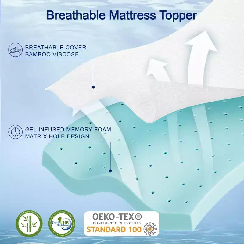 Surmatelas en mousse à mémoire de forme Belffin King Size, surmatelas imperméable pour le soutien du corps et le soulagement de la pression, avec housse amovible