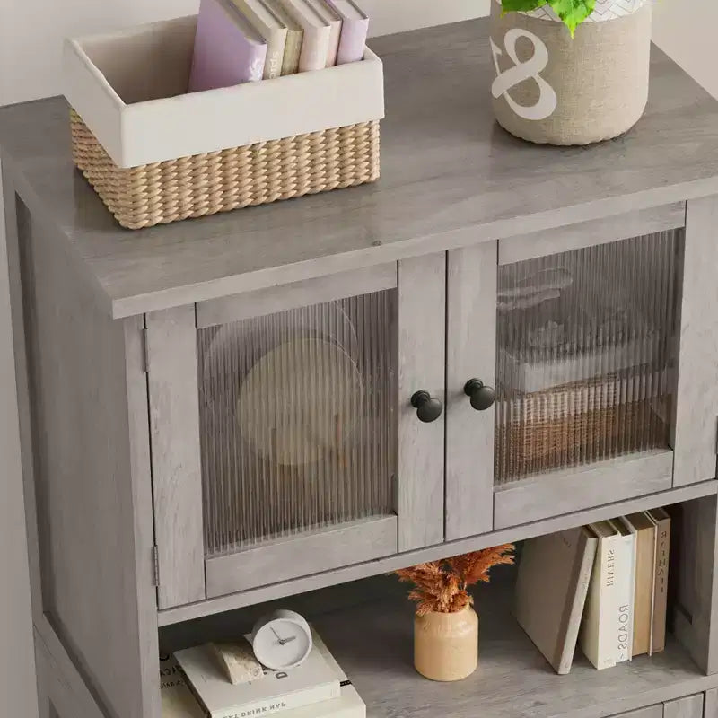 Meuble Colonne de Salle de Bain 128 cm avec Portes et Étagères Réglables, Meuble de Rangement pour Cuisine, Cellier, Salon