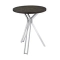 Simple Relax Wood and Metal Bar Table with Round Top in Dark Oak and Chrome