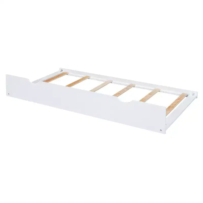 Lit cabane en bois pleine grandeur Whisen avec lit gigogne double, lit de repos en bois