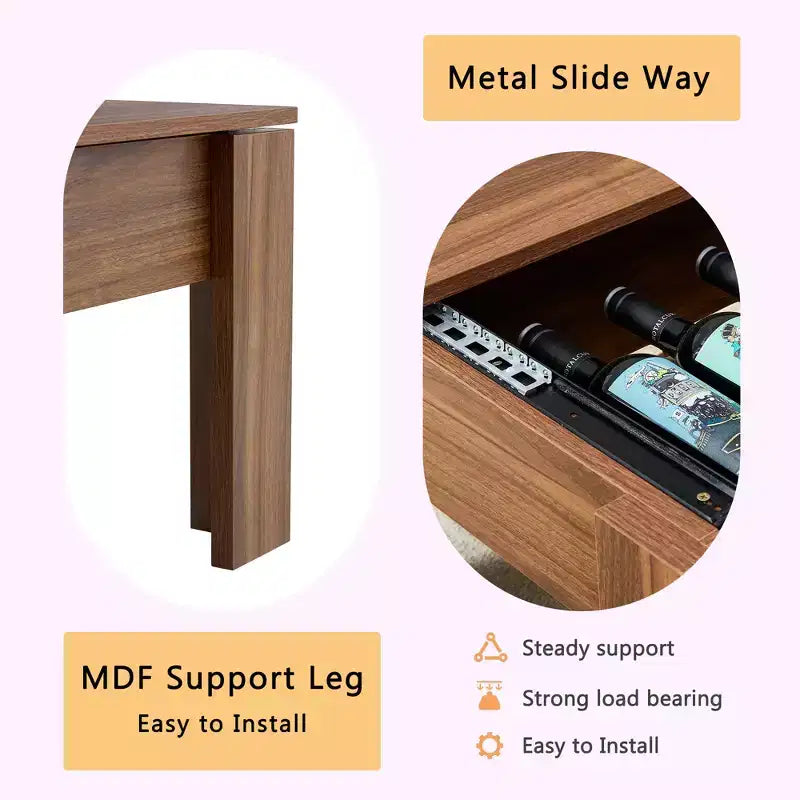 Table basse multifonctionnelle GDFStudio Marshall de 40 W en bois avec rangement et serrure à combinaison