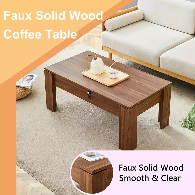 Table basse multifonctionnelle GDFStudio Marshall de 40 W en bois avec rangement et serrure à combinaison