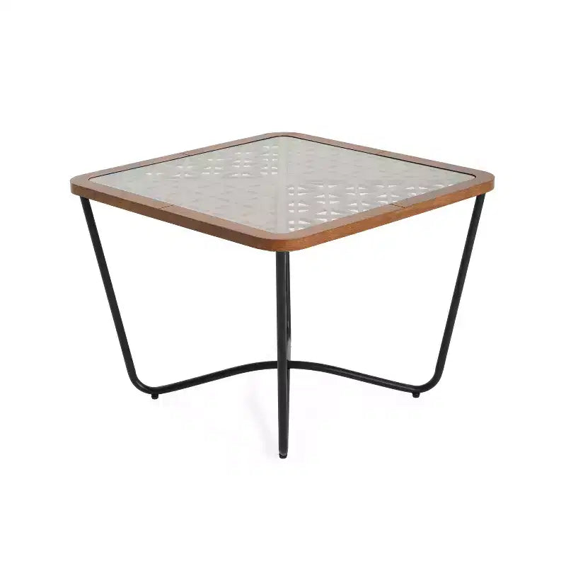 Table basse carrée Christopher Knight Home Tierney industrielle en verre trempé et métal avec motif géométrique