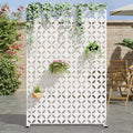 72 H47W Dovelina White Metal Planter Box with Trellis Privacy Screen for Caf Patio,Garden & Balconies