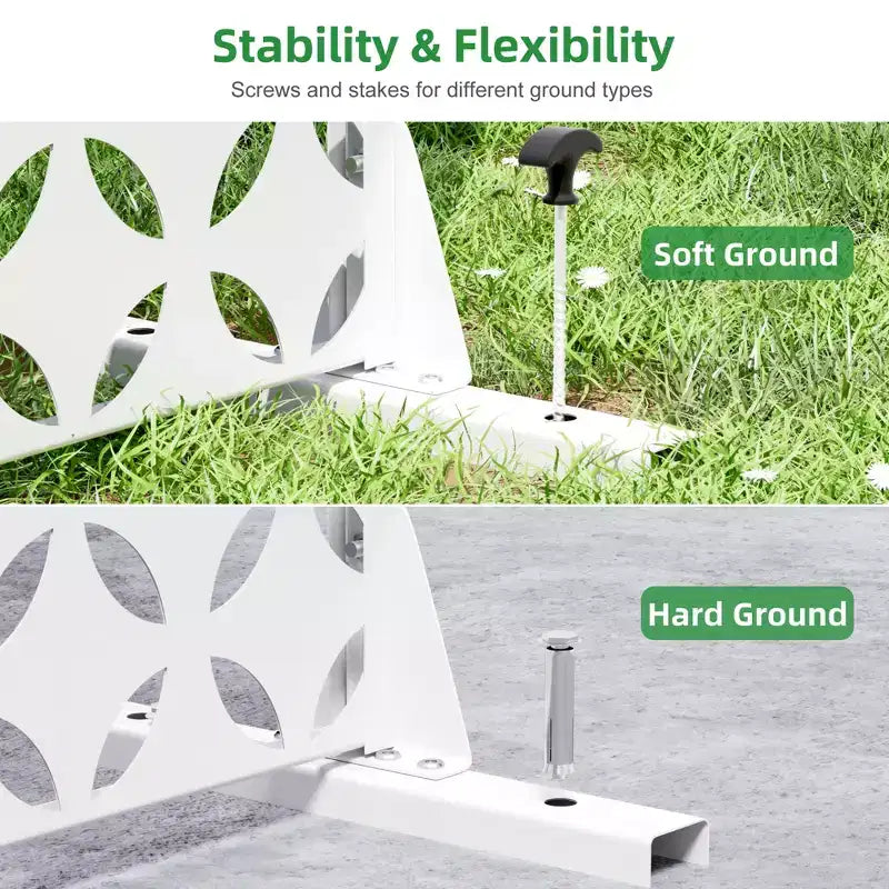 Jardinière en métal blanc Dovelina 72 H47W avec treillis pour brise-vue pour café, terrasse, jardin et balcons